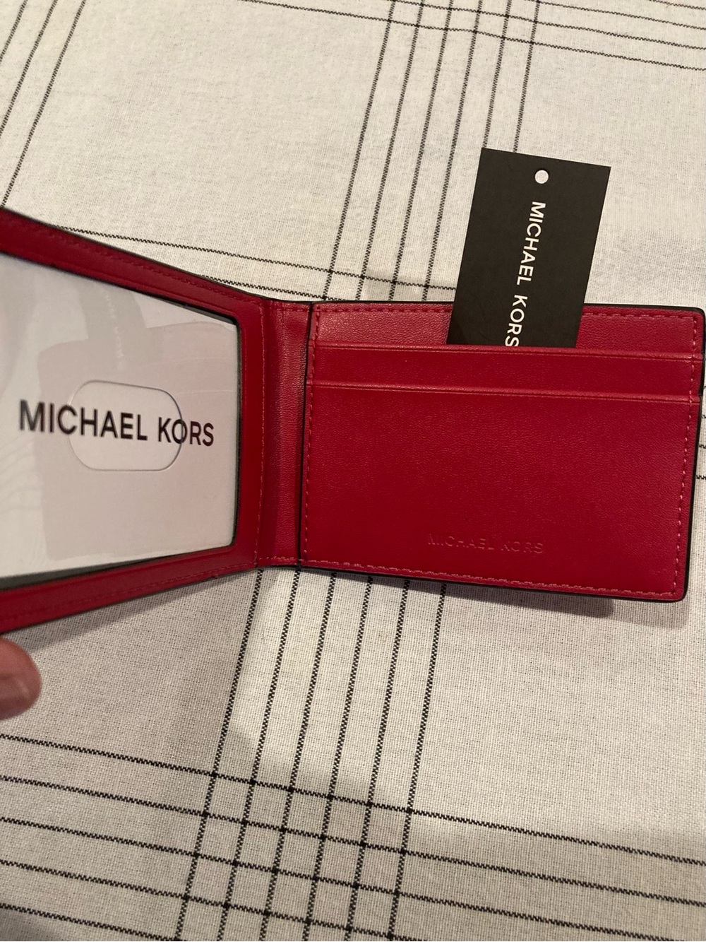 Michael Kors Raspberry Pebbled Leather Card Holder - Picture 2 of 4